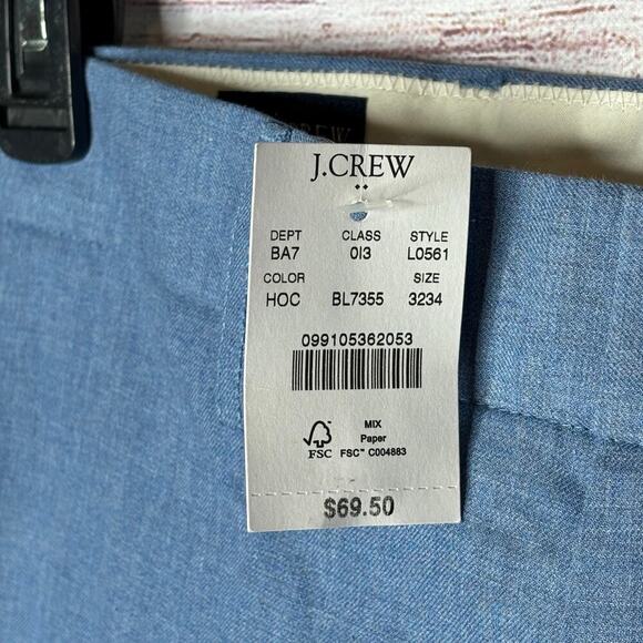 J by J. Crew Men's Tapered Blue 100% Cotton Lightweight Summer Pants Size 32x34 - Picture 4 of 10